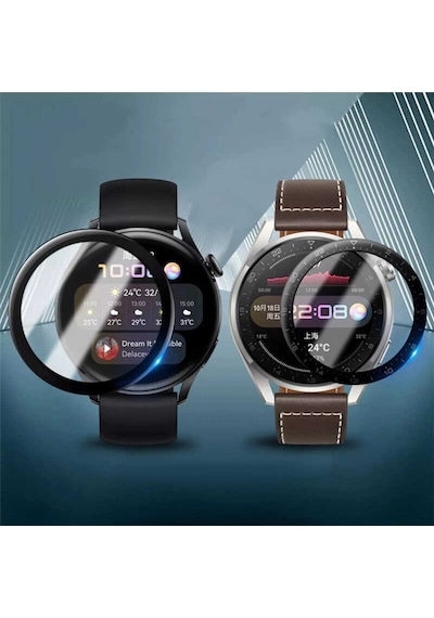 More Tr Huawei Watch 3 Pro Zore Pmma Pet Saat Ekran Koruyucu-Siyah