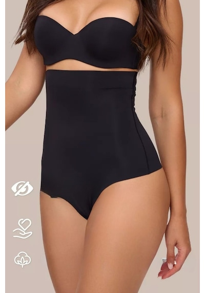 Mistirik Private Model Lazer Kesim Bel Basen Toparlayıcı Ince Yüksek Bel Slip Kaydırmaz Silikonlu Siyah Renk Siyah