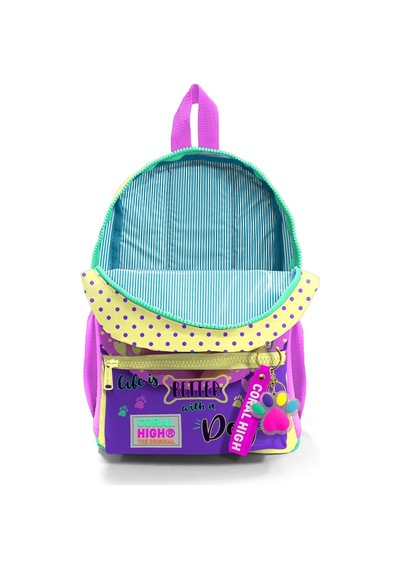 Minik Yuva Sırt Çantası Sarı Pembe Sevimli Köpek Desenli İki Bölmeli 3'lü Set 3set23552