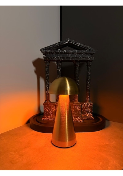 Şarjlı Dekoratif Ambiyans Masa Lambası Mantar Gold-4721 Altın