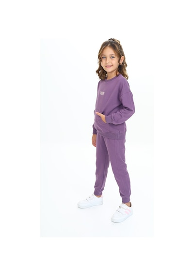 Toontoy Kids Toontoy Kız Çocuk Kanguru Cepli Tnty Nakışlı Eşofman Takım Mor
