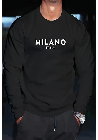 Milano Baskılı Oversize Sweatshirt Antrasit
