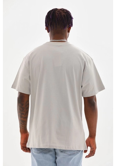 Baskılı Oversize T-shirt - Gri -Çok Renkli