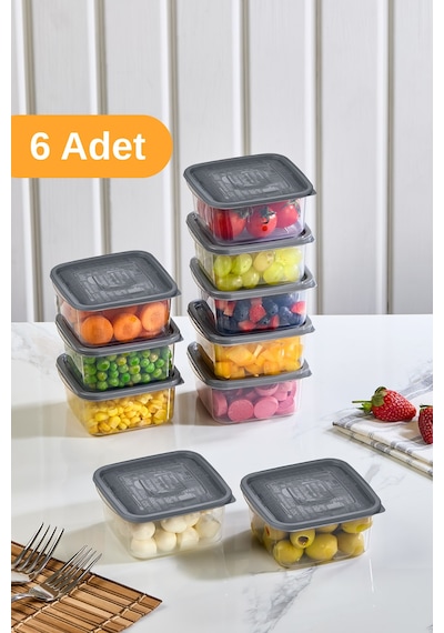 Esti 6 Adet - 288ml Küçük Kapaklı Gıda Saklama Kabı Buzdolabı Düzenleyici Kahvaltılık - 8x8x4,5 Cm Şeffaf