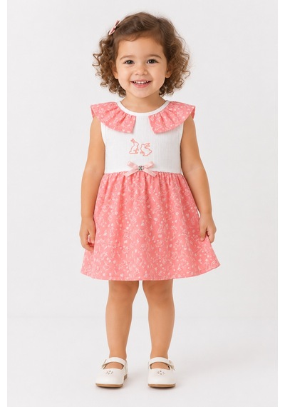 Babyhola Kız Bebek Müslin Sıfır Kol Yazlık Elbise 15234 Bordo