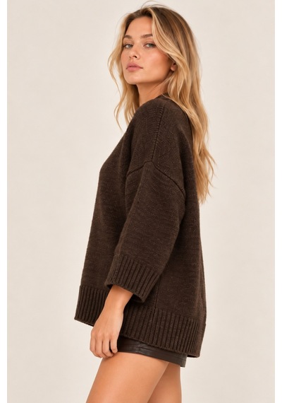 Cool Tarz Kadın Bisiklet Yaka Oversize Triko Kazak Salaş Kesim Standart Beden Yumuşak Dokulu Günlük Şık Kaza Kahverengi Kahverengi Cool Tarz Kadın Bisiklet Yaka Oversize Triko Kazak Salaş Kesim Standart Beden Yumuşak Dokulu Günlük Şık Kaza Kahverengi Kahverengi