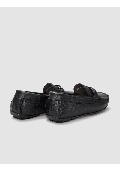 Cabani Sanvano Hakiki Deri Siyah Tokalı Erkek Loafer