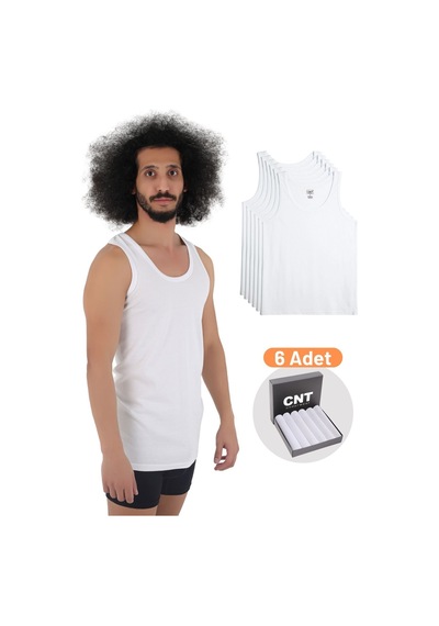 Cnt Erkek Atlet Pamuklu Basic 6'lı Premium Paket Beyaz Beyaz