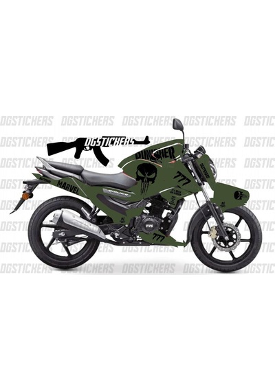 Tvs Raider 125 Punisher Tasarım Sticker Etiket Modeli