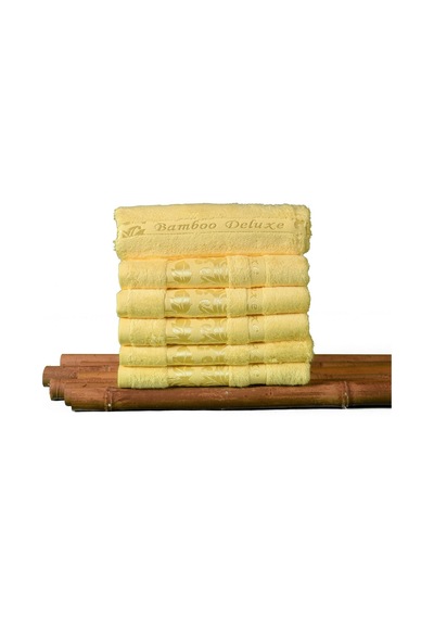 Mulberry Bambu Havlu %100 Organik Bambu Havlu Seti 50 x 90 - 6'lı Paket Premium Ultra Yumuşak Dekoratif Sarı