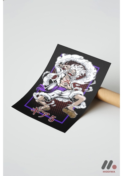 One Piece Luffy Gear 5 Poster, Çerçevesiz Yüksek Kalite Duvar Afişi - Anime Severlere Özel Hediye