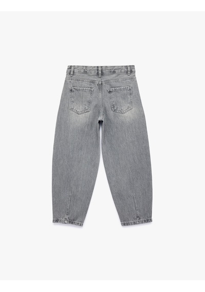 Koton Pamuklu Yıpratılmış Detaylı Balon Form Denim Pantolon Gri 6skg40093ad