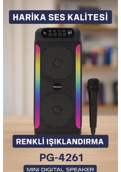 Hubrendy Tekno Çift 4 İnç Hoparlörlü Rgb Işıklı Bluetooth Ses Sistemi
