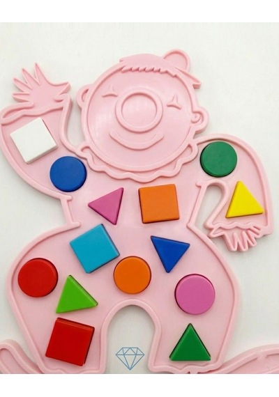 Eğitici Geometrik Şekiller - Renkli Şekil Eşleştirme - Zeka Geliştirici Çocuk Puzzle - Pembe
