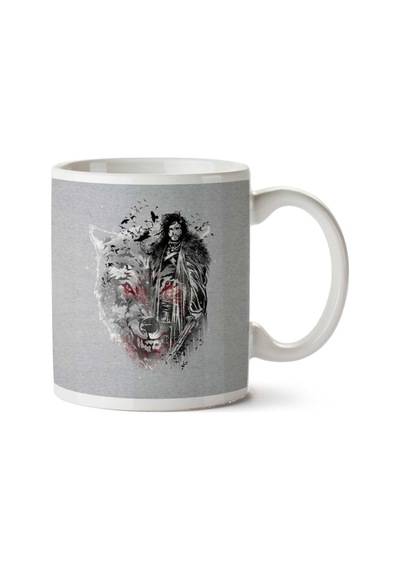 Jon Snow Dire Wolf And Crows Game Of Thrones İki Tarafı Baskılı Kupa Bardak