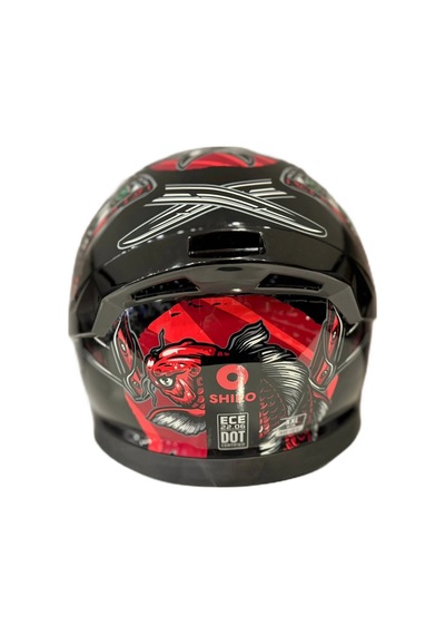 Shiro Katana Sv Samurai Kapalı Kask Kırmızı - Siyah