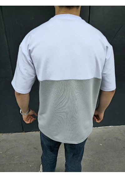 Genel Markalar Torba Cep Detaylı Parçalı T-shirt - Gri -