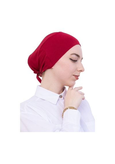 Modish Group Pratik Bone Pamuklu Tesettür İç Bone, Başörtüsü İçin Hazır Viskon Şapka, Namaz Günlük Kullanım İçin Kırmızı