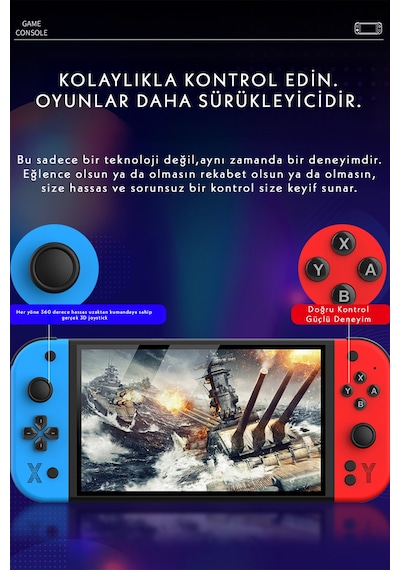 G90 Oyun Konsolu Yeni Nesil El Atarisi 2000 Mah Batarya 10.000+ Oyun 7inç Hd Ekran