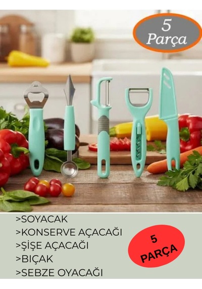 5 Parça Mutfak Seti Sebze Soyacağı Soyacak, Konser Açacak, Şişe Açacağı, Oyacak, Bıçak Meyve Bıçağı Diğer