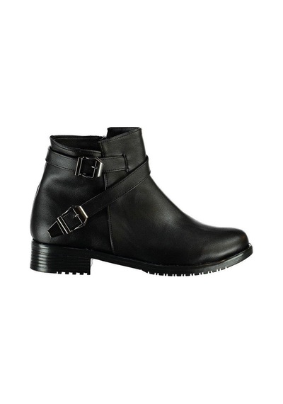 Fox Shoes A726193409 Siyah Cilt Alçak Topuklu Kadın Bot Siyah Cilt-suni Deri