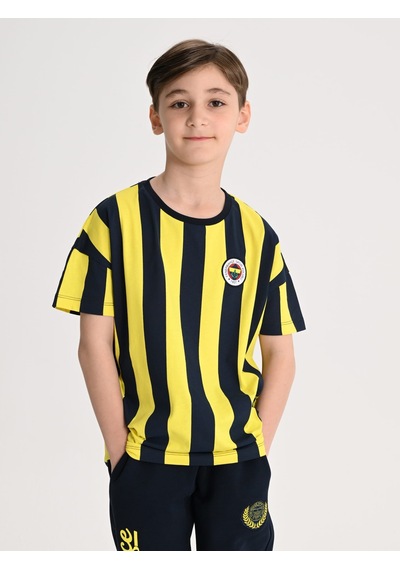 Fenerbahçe Sarı Lacivert Tribün Çubuklu Çocuk Tshirt Lacıvert-sarı