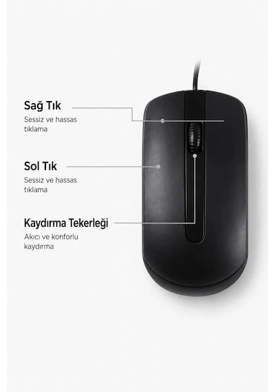Özel Üretim Hızlı Öğrenci Sessiz Mouse Optik Kablolu Fare Tm06 Siyah