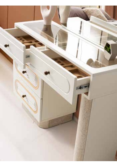 Azure Tamamı Mdf Membranlı Kapaklı Reflekte Camlı Yatak Odası Takımı Baza Ve Yatak Hariç Başlık Dahil