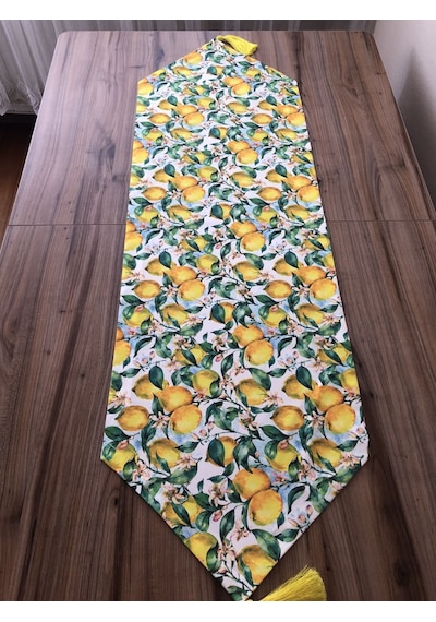 Vintage Limonlar Desenli Runner Çok Renkli