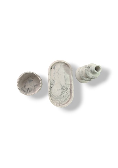 Mermer Desenli Dekoratif Set Tepsi, Vazo & Obje El Yapımı İei157 Mermer Desenli