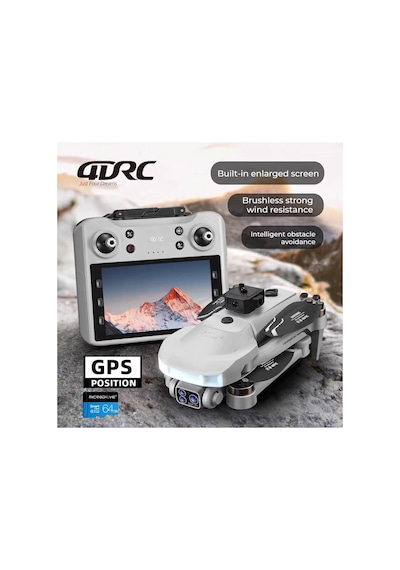 V34 Gps 4k Hd Çift Kameralı 4.5" Ekranlı Profesyonel Drone Engelden Kaçınma Özellikli Dört Pervane