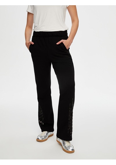 Boncuk Payet İş Detaylı Wide Leg Fit Eşofman Alt W26esa008 Uw26esa00810 Siyah
