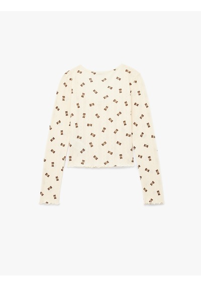 Koton Pyjamas Knıt Tops Ekru Desenli 7wlk40055mk