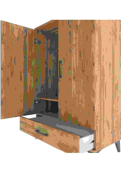 Hyperion Dolap Tek Raflı Tek Çekmeceli Tek Askılı 88x44x134 Çam-çam Atlas Çam