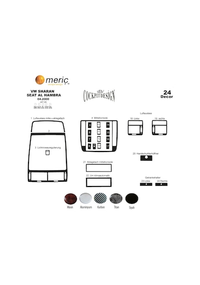 Meriç® Volkswagen Sharan Ön Torpido Kaplama 24 Parça 2000-2009 (530157689)