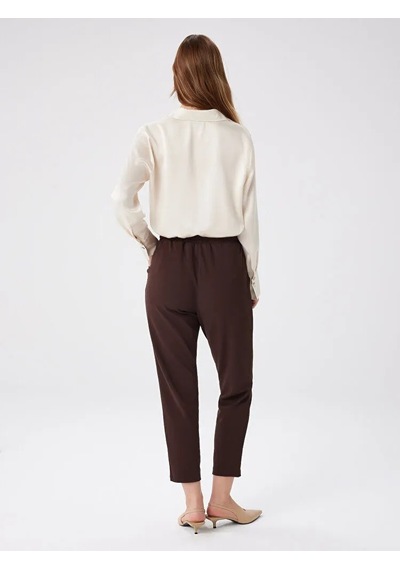 Faik Sönmez Comfort Fit Krep Örme Kadın Pantolon Bw27pnt002 Kahve