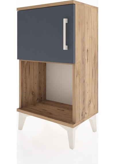 Arges Komodin 2 Raflı 2 Çekmeceli Tek Kapaklı 44x30x80 Çam-an... Çam