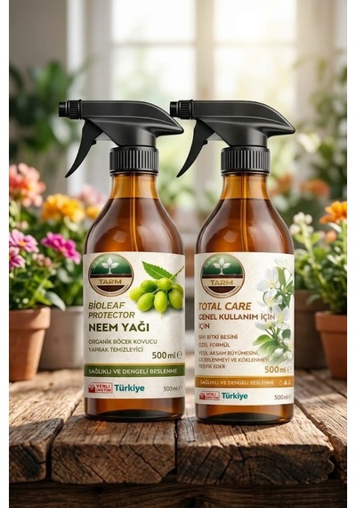 İkili Bakım Seti Total Care Sprey Genel Kullanım Bitki Besini Ve Bioleaf Protector Sprey Neem Yağı 1 L