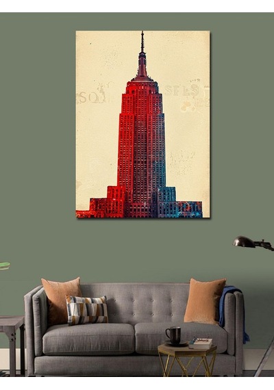 Kanvas Tablo Empire State Binası Ve Vintage Tasarım 70cmx100cm