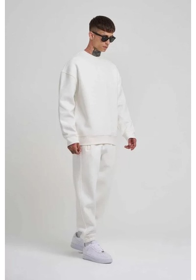 Modi Green Erkek Siyah Polızeı Yazılı Dijital Patch Detaylı Premium Sweatshi Beyaz 2XL