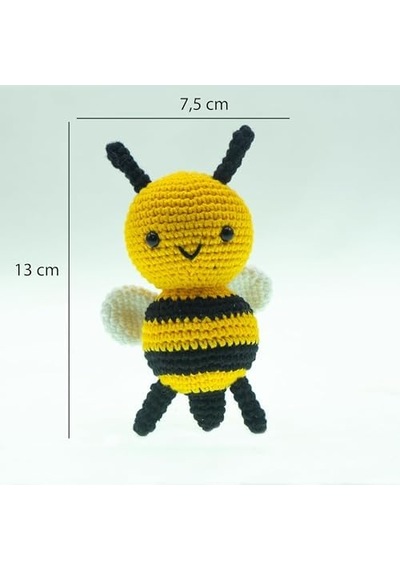 Amigurumi Arı Figür 13 Cm El Yapımı Pamuk İp Örgü Dekoratif Obje