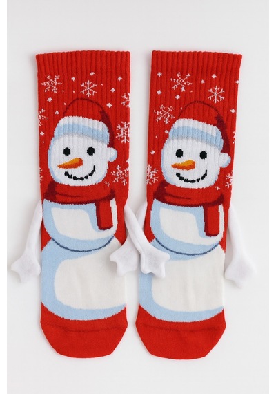 Carnaval Socks El Ele Tutuşan Kardan Adam Desenli Yılbaşı Çorabı 2000386