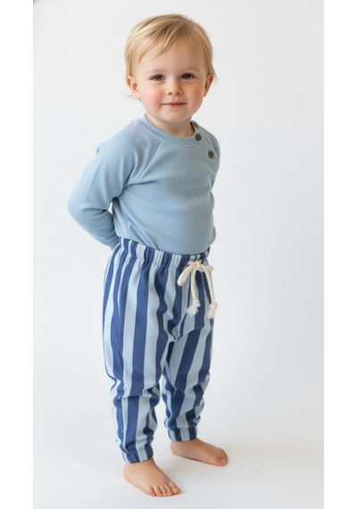 Miababy Çizgili Mummy&dadys Boy 2 Li Takım Mavi