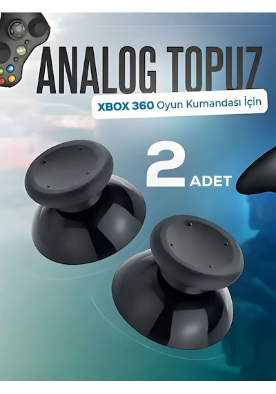 Xbox 360 Uyumlu Analog Topuz 2 Adet Başlık Kol Yedek Parça Siyah