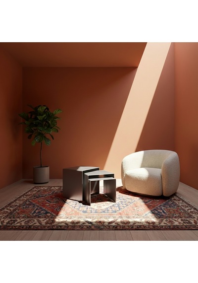 Modern Metal Zigon Sehpa Seti Minimal Tasarım İç İçe Geçen Yan Sehpa 3 Lü Set Gri