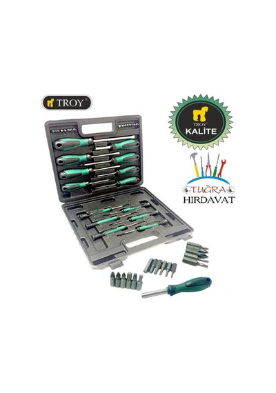 Troy 22332 Tornavida Takım Düz Yıldız 32 Parça Bits Uçlu Tornavid