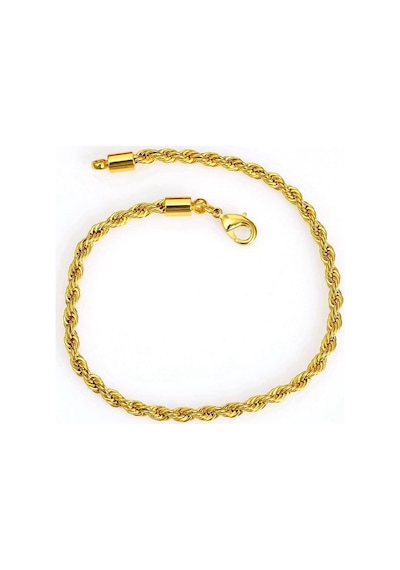 İnce Gold Renk Halat Model Burgulu Unisex Çelik Bileklik Eck28bi
