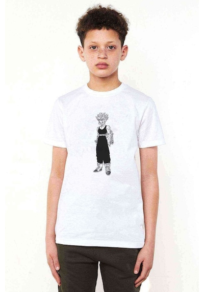 Tshirthane Anime Dragon Ball Baskılı Unisex Çocuk Beyaz T-Shirt (534794970)