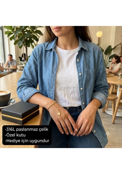 Taş Detaylı Şahmeran Bileklik Lunéa Éclat Hand Chain Çok Renkli