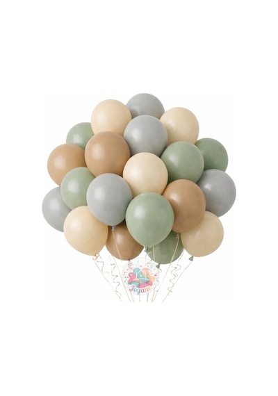 Retro Balon Seti 24 Adet 12'' Latex Balon Latte Deniz Kumu Gri Kış Yeşili Doğum Günü Parti Balonu Retro Renkler